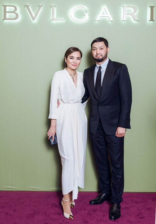 Kenes Rakishev and Aselle Tasmagambetova at gala evening.